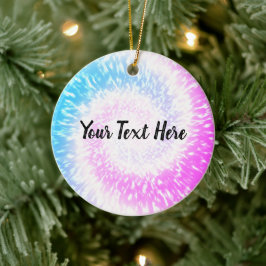 Ornamento De Cerâmica Púrpura Personalizada Tie Dye Hippy Swirl Natal