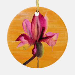 Ornamento De Cerâmica Púrpura Pomar, cor d'água, cor de laranja pop
