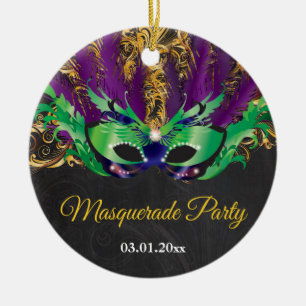 Ornamento De Cerâmica Púrpura Verde Noturna Mágica do Partido mascarad