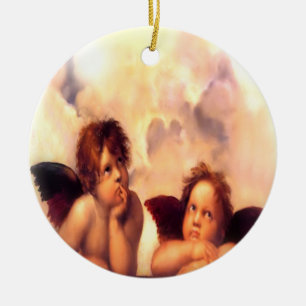 Ornamento De Cerâmica Putti Pair Angels