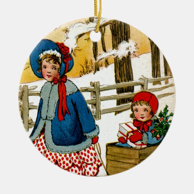 Ornamento De Cerâmica Puxando o trenó (Frente)