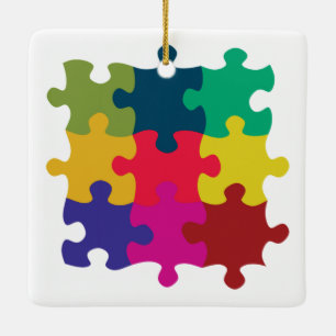 Ornamento De Cerâmica Puzzled