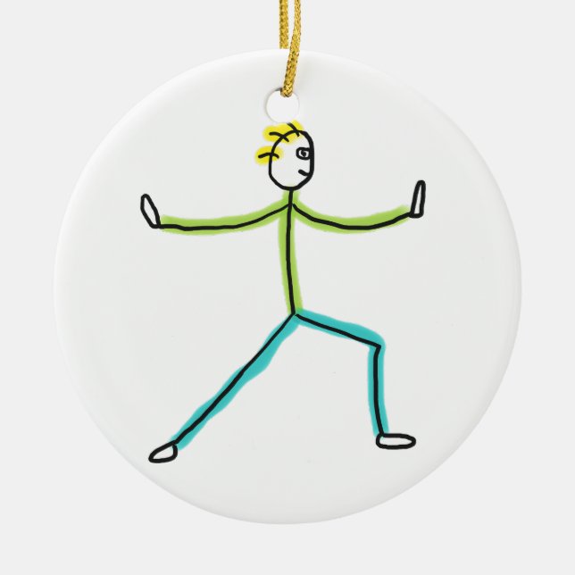 Ornamento De Cerâmica Qigong Stickman (Frente)