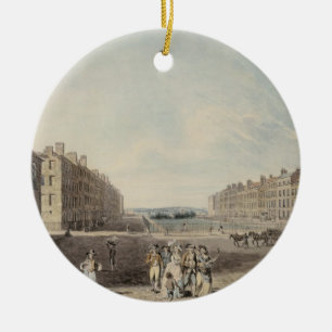 Ornamento De Cerâmica Quadrado da rainha, Londres, 1786 (w/c e caneta e