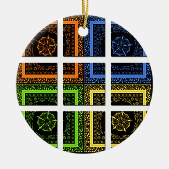 Ornamento De Cerâmica Quadrado em uma caixa (Frente)