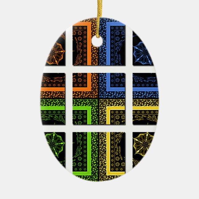 Ornamento De Cerâmica Quadrado em uma caixa (Frente)