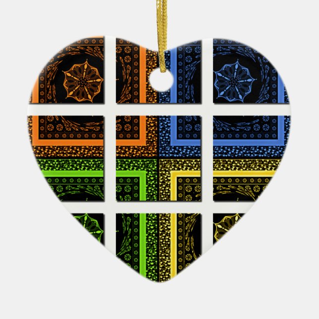 Ornamento De Cerâmica Quadrado em uma caixa (Frente)