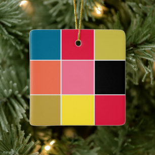 Ornamento De Cerâmica Quadrados de Cascata arco-íris