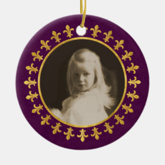 Ornamento De Cerâmica Quadro da foto da flor de lis