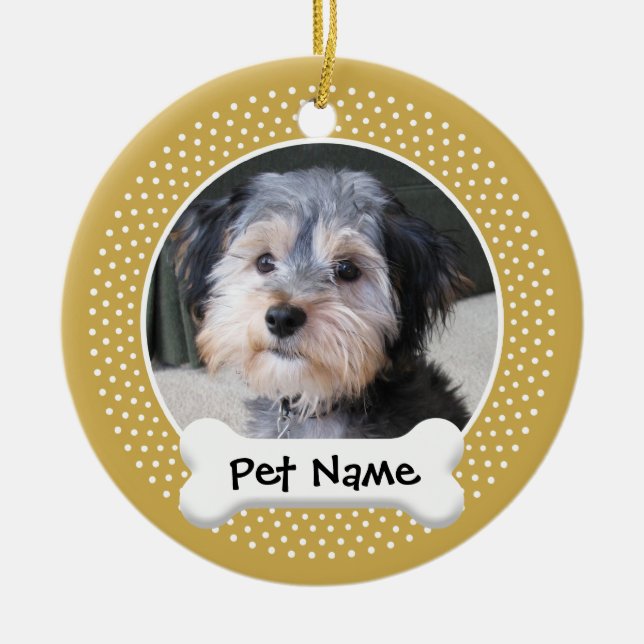 Ornamento De Cerâmica Quadro da foto do cão - SOLTEIRO-TOMADO PARTIDO (Frente)