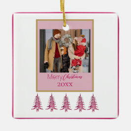 Ornamento De Cerâmica Quadro de Foto 1-Pagoda Árvores de Natal Vermelho