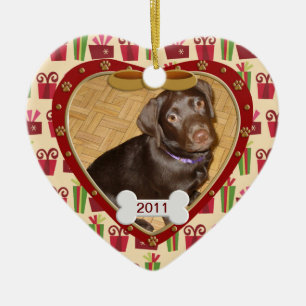 Ornamento De Cerâmica Quadro de Fotografias de Cães Personalizados