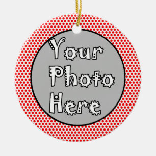 Ornamento De Cerâmica Quadro de Fotografias Preto de Ponto Branco Vermel