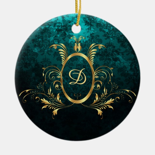 Ornamento De Cerâmica Quadro de ouro personalizado para Damasco de luxo (Frente)