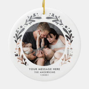 Ornamento De Cerâmica Quadro de Recorte de 2 Fotos Personalizado Natal M