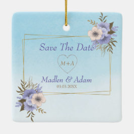 Ornamento De Cerâmica Quadro Dourado E Buquê