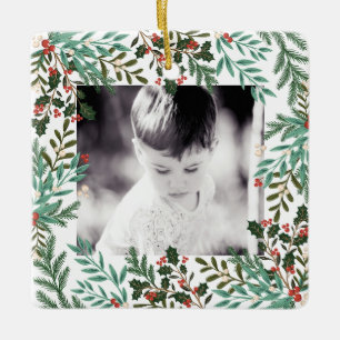 Ornamento De Cerâmica Quadro Moderno Botânico Floral Natal Duas fotos