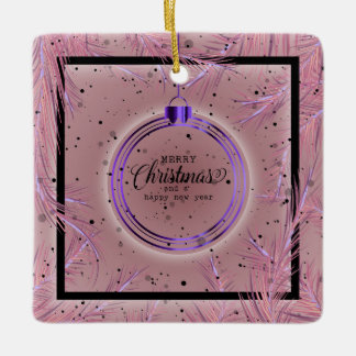 Ornamento De Cerâmica Quadro Natalino Retro Ramos Feliz Natal