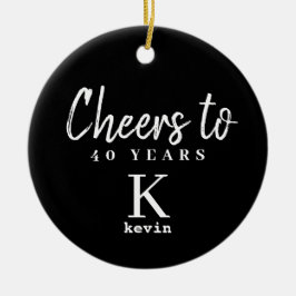 Ornamento De Cerâmica Qualquer ano de nome de monograma personalizado