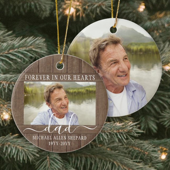 Ornamento De Cerâmica Qualquer Texto 2 Foto Memorial Simples Rústico Mad (Criador carregado)