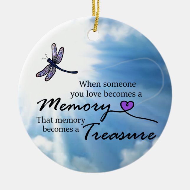 Ornamento De Cerâmica Quando alguém que você ama, libélula (Frente)