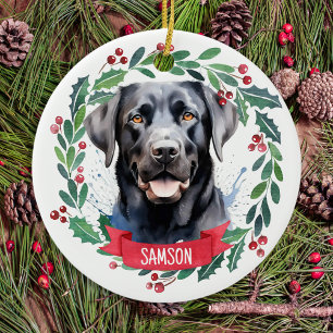 Ornamento De Cerâmica Quarentena de Natal Engraçado Cão Papais noeis E