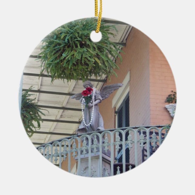 Ornamento De Cerâmica Quarter Angel Francês (Frente)