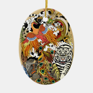 Ornamento De Cerâmica quatro animais celestiais