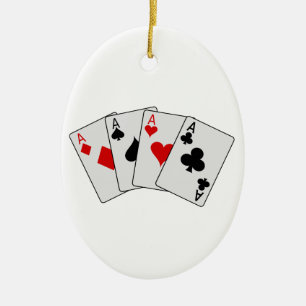 Ornamento De Cerâmica Quatro cartões de jogo do póquer dos áss (quatr
