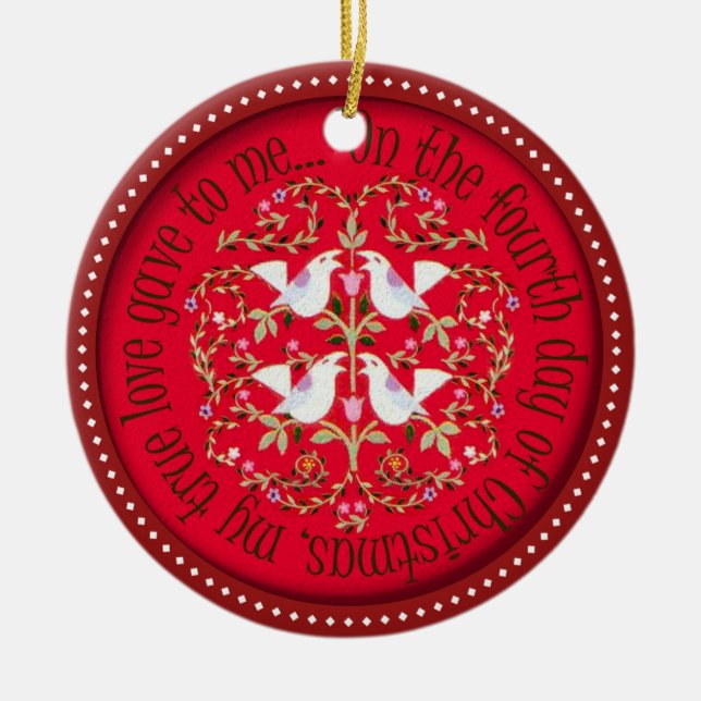 Ornamento De Cerâmica Quatro pássaros de chamada (Frente)