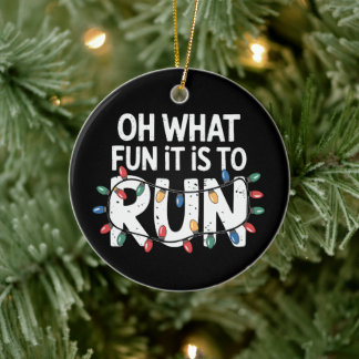 Ornamento De Cerâmica Que Diversão É Correr Runner De Luzes De Natal