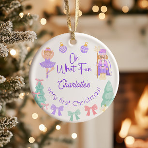 Ornamento De Cerâmica Que Diversão Quebra-Nozes Roxo Primeiro Natal