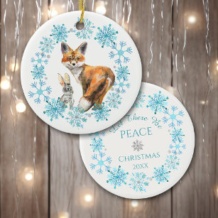 Ornamento De Cerâmica Que haja Raposa da Paz e Rabbit