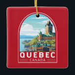 Ornamento De Cerâmica Quebec Canada Viagem Art Vintage<br><div class="desc">O vetor retro do Quebec,  viagem design. O Quebec,  nidificado no leste do Canadá,  oferece uma mistura única de charme europeu e espírito norte-americano.</div>