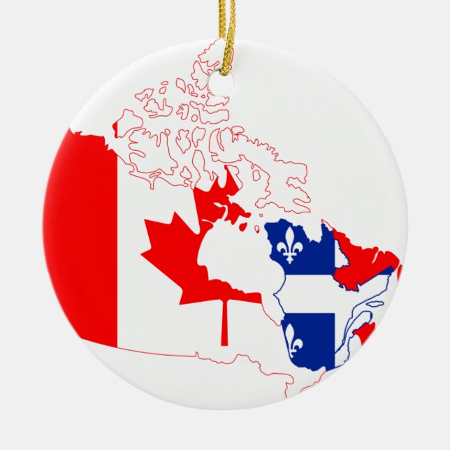 Ornamento De Cerâmica Quebeque na bandeira de Canadá, mapa (Frente)