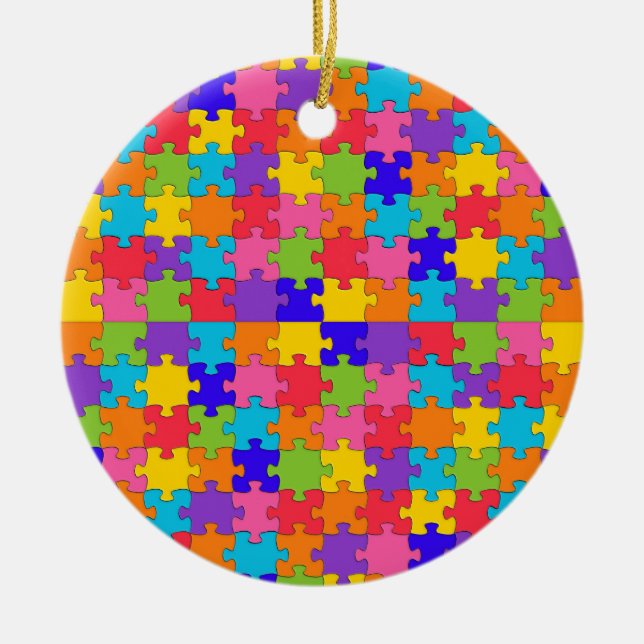 Ornamento De Cerâmica quebra-cabeça de autismo (Frente)
