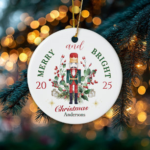 Ornamento De Cerâmica Quebra-Nozes Soldado Azevinho Merry & Bright