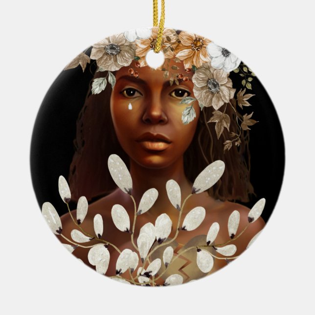 Ornamento De Cerâmica Quebrada Na Arte Feminina Afro-Americana (Frente)