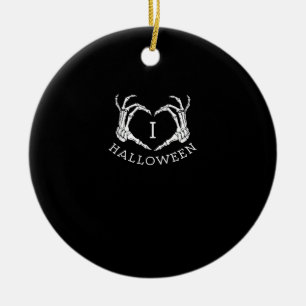 Ornamento De Cerâmica Queda do Coração do Esqueleto das Halloween