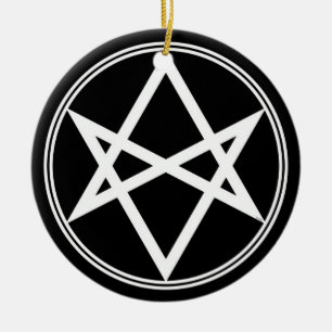 Ornamento De Cerâmica Queda do Unicursal Hexagrama Branco