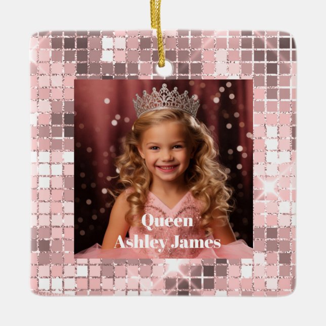 Ornamento De Cerâmica Queen Custom Photo Christmas Ornament (Frente)