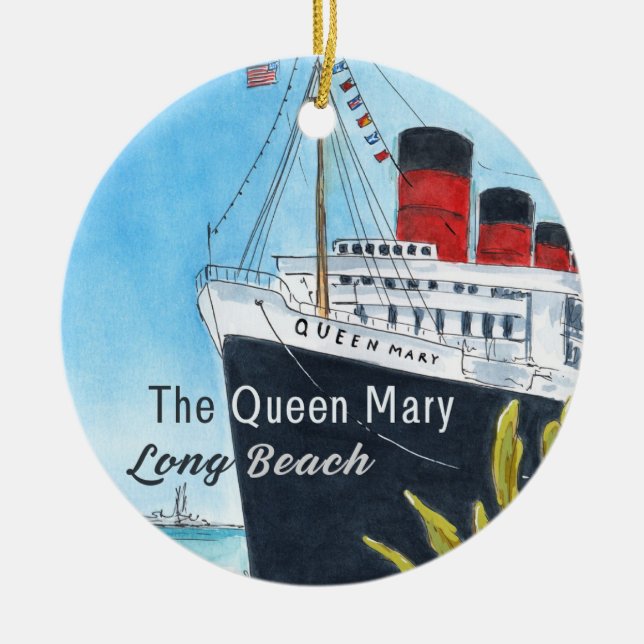 Ornamento De Cerâmica Queen Mary Long Beach Ornament (Frente)