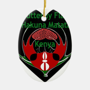 Ornamento De Cerâmica Quênia: Hakuna Matata Swahili   Abstrato Borboleta