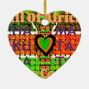 Ornamento De Cerâmica Quênia: Toda a África em Um País - Bandeira Tecida