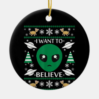 Ornamento De Cerâmica Quero Acreditar No Natal Da Alienígena