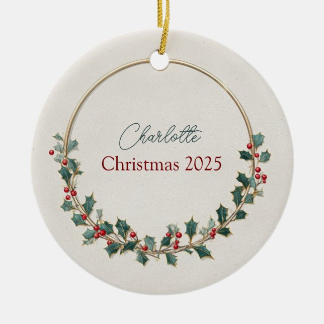 Ornamento De Cerâmica Quiet Luxury Personalized Christmas Ornament (Frente)