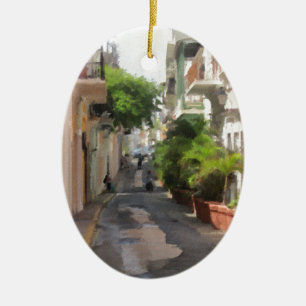 Ornamento De Cerâmica Quieto pouca rua de Puerto Rico