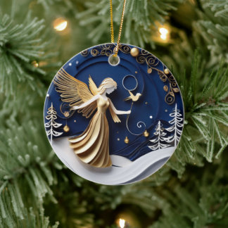 Ornamento De Cerâmica Quilled-Art Golden Angel Winter