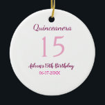 Ornamento De Cerâmica Quinceanera simples 15 de aniversário de fada rosa<br><div class="desc">design</div>