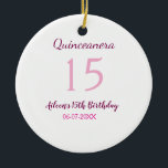 Ornamento De Cerâmica Quinceanera simples 15 de aniversário de fada rosa<br><div class="desc">design</div>